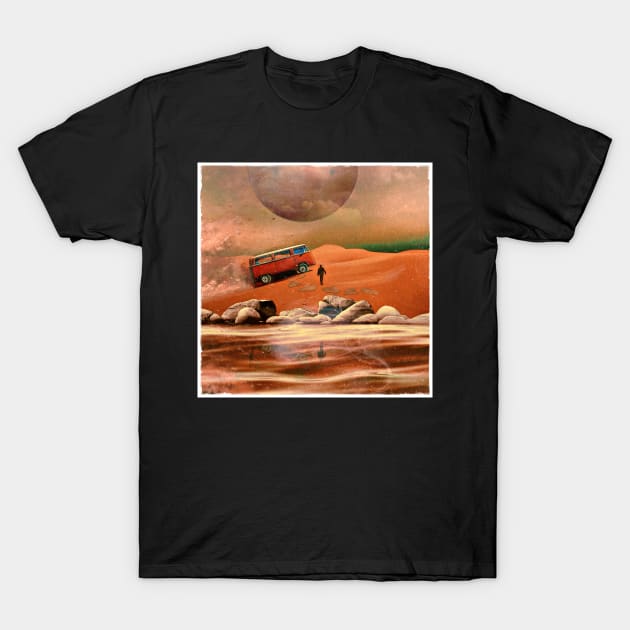 Surreal Science Fiction Alien Planet with Camper Van and Traveler T-Shirt by OrionLodubyal